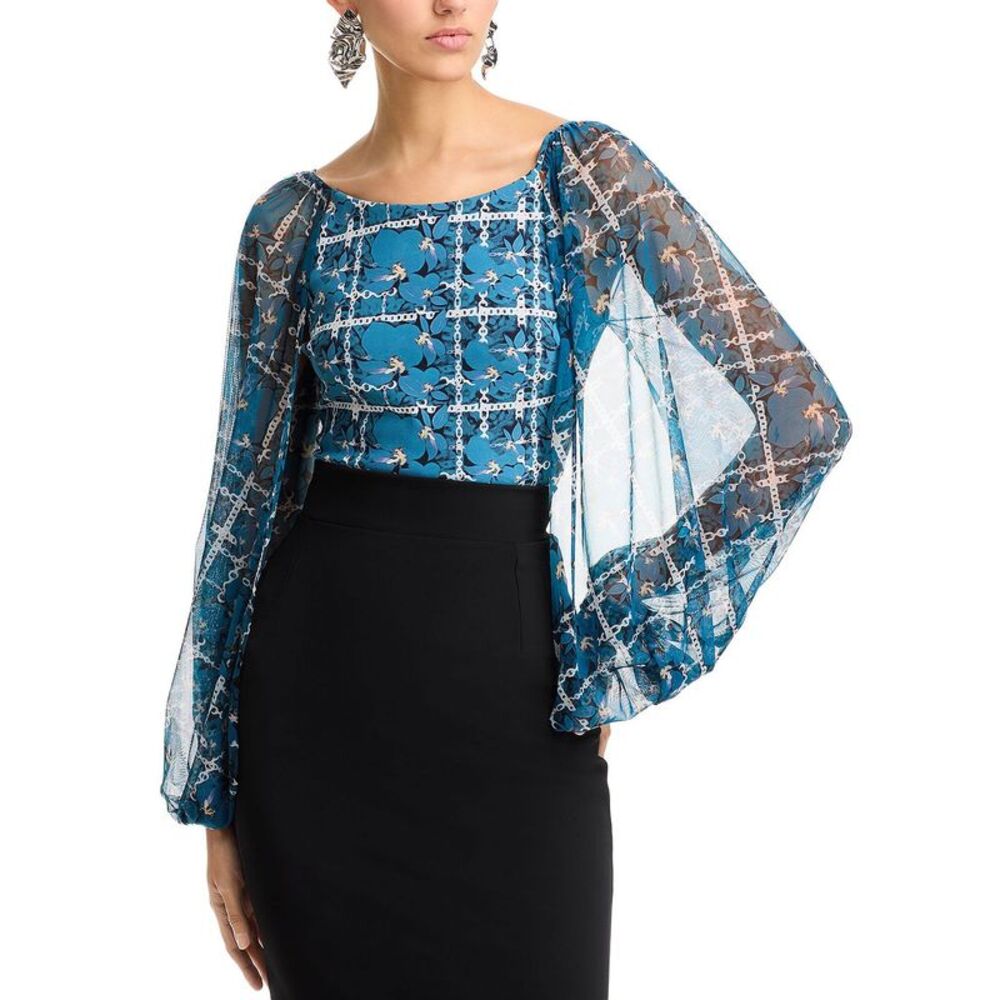 Chiara Boni La Petite Robe Womens Basho Illusion Sleeve Top 6 Boujee - NWT